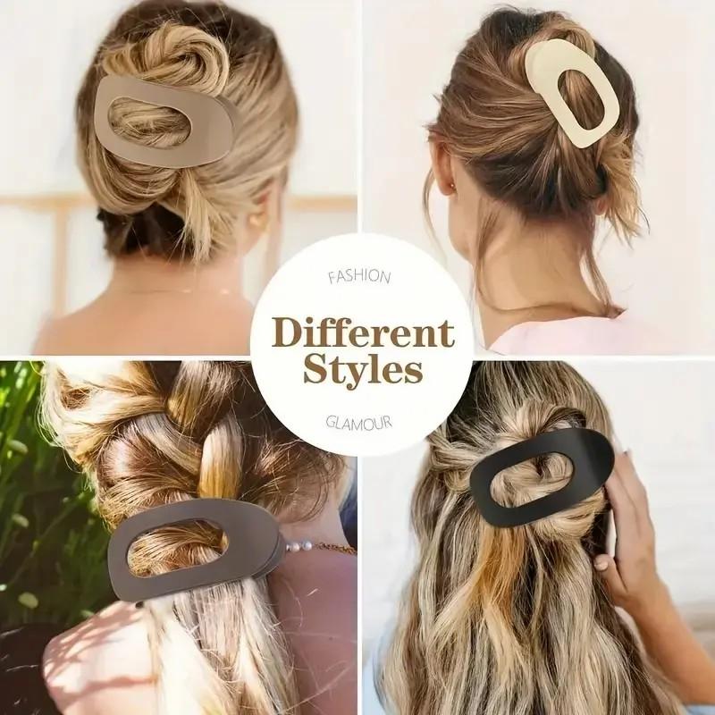 4pcs Flat Oval Hair Clips
