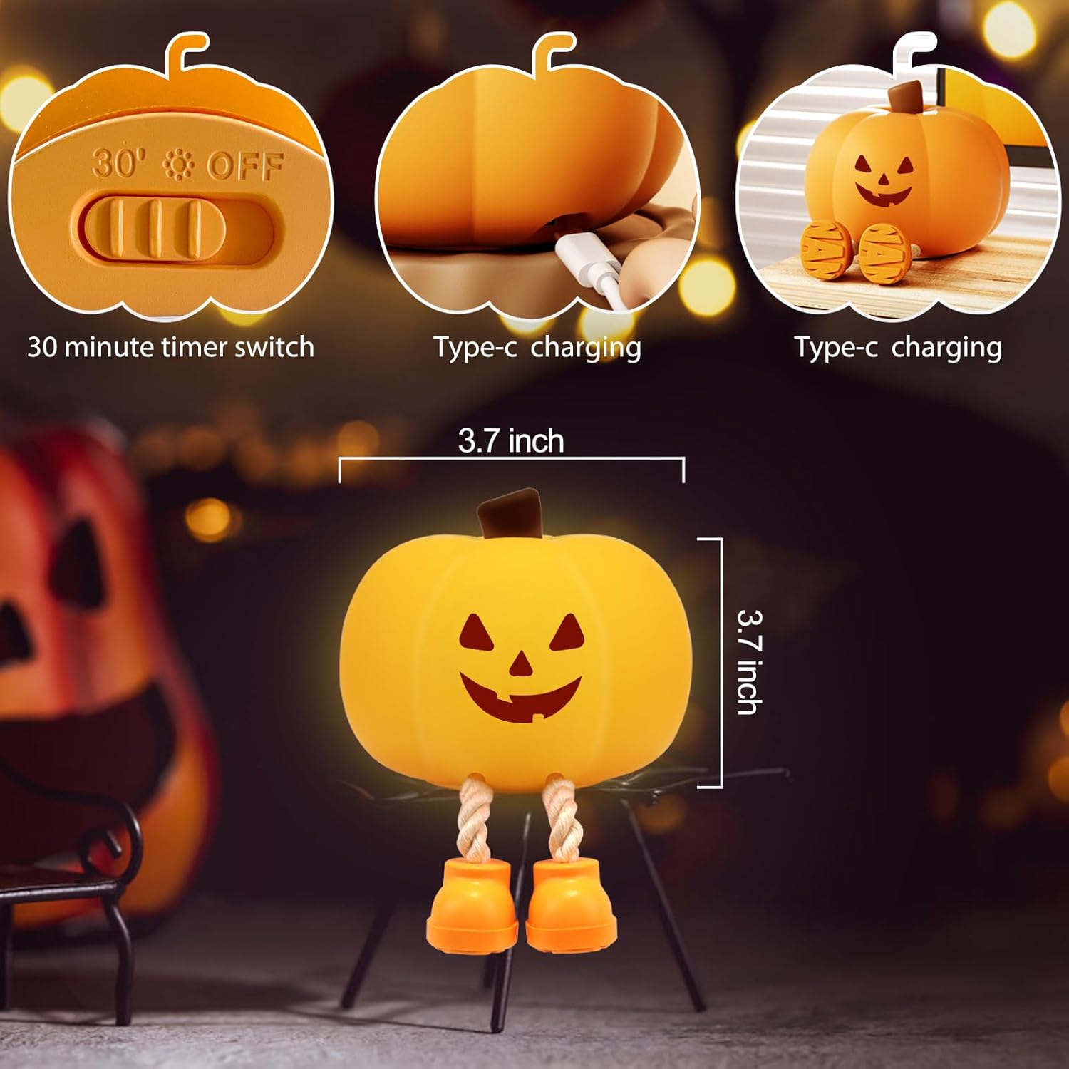 Cute Halloween Pumpkin Night Light