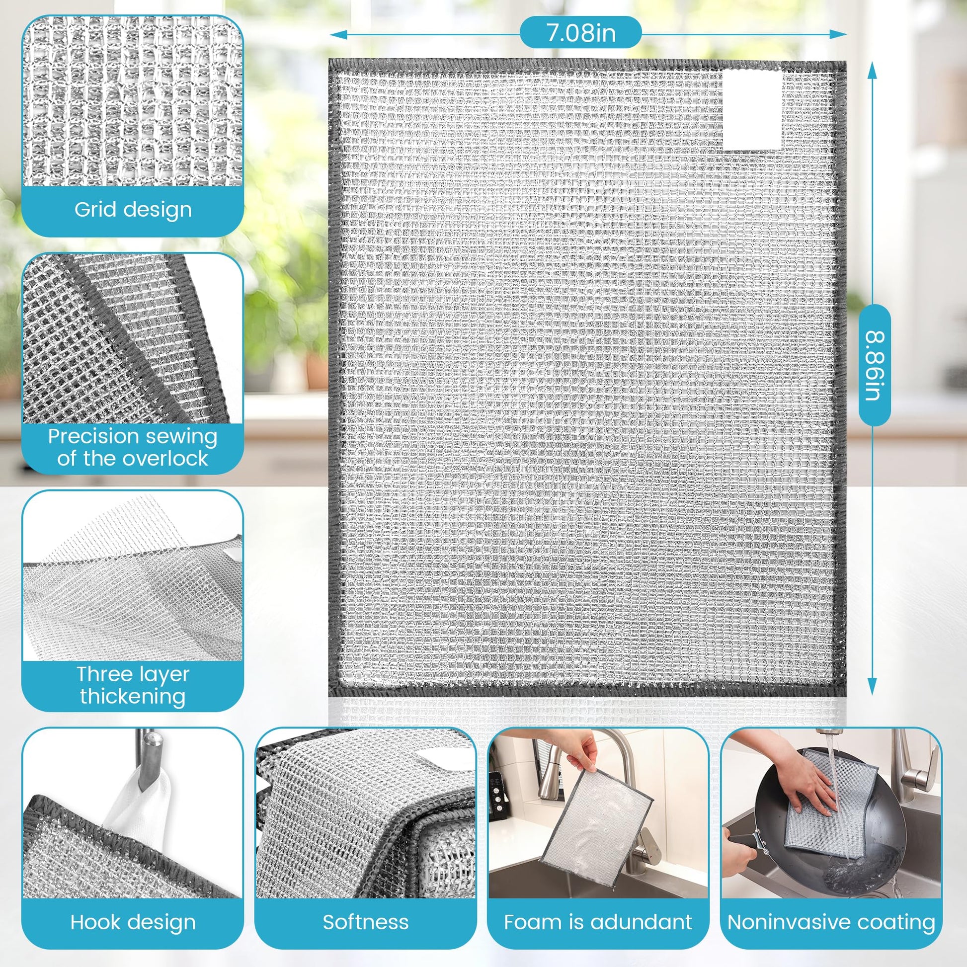 3-Layer Metal Dish Scrubber
