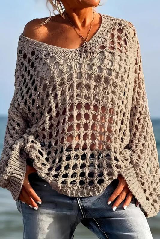 Bohemian Knit Hollow Sweater Coverup