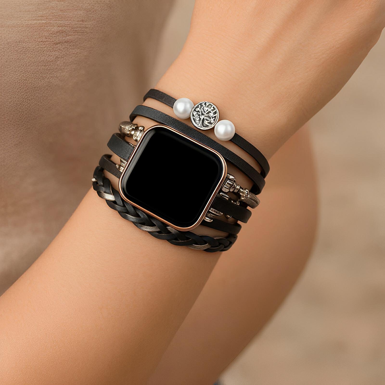 Bracelet de montre connectée, Apple Watch, arbre de vie, pour femme, modèle Ténecia