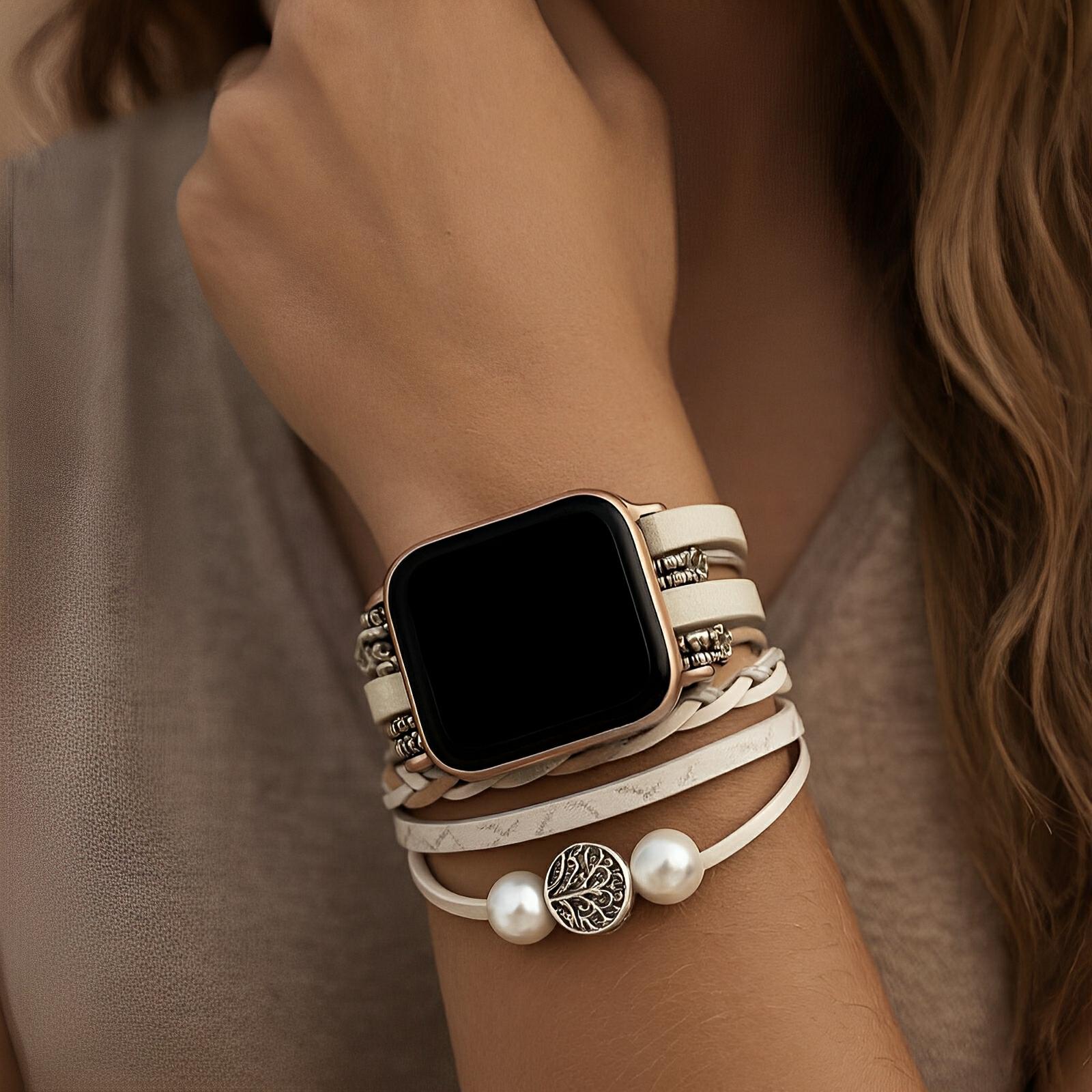 Bracelet de montre connectée, Apple Watch, arbre de vie, pour femme, modèle Ténecia