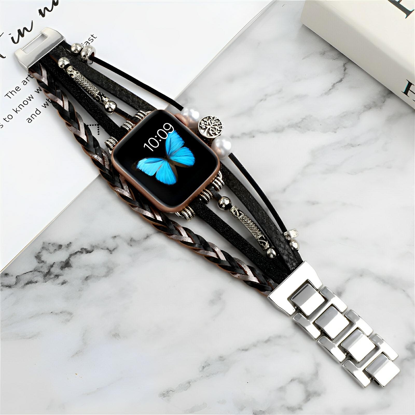 Bracelet de montre connectée, Apple Watch, arbre de vie, pour femme, modèle Ténecia