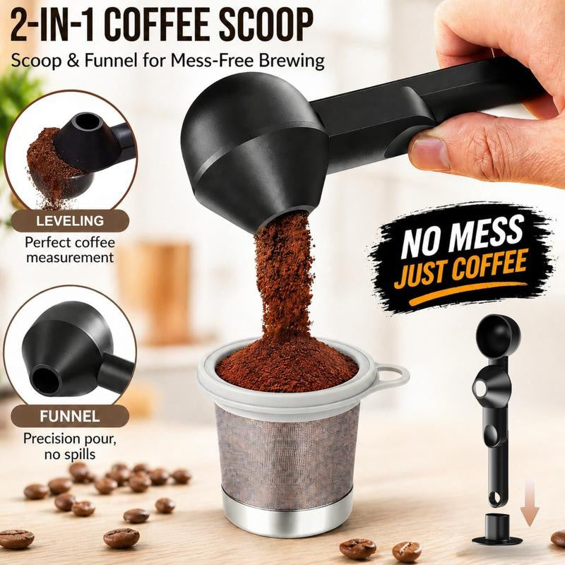 Black Plastic Coffee Scoop And Funnel