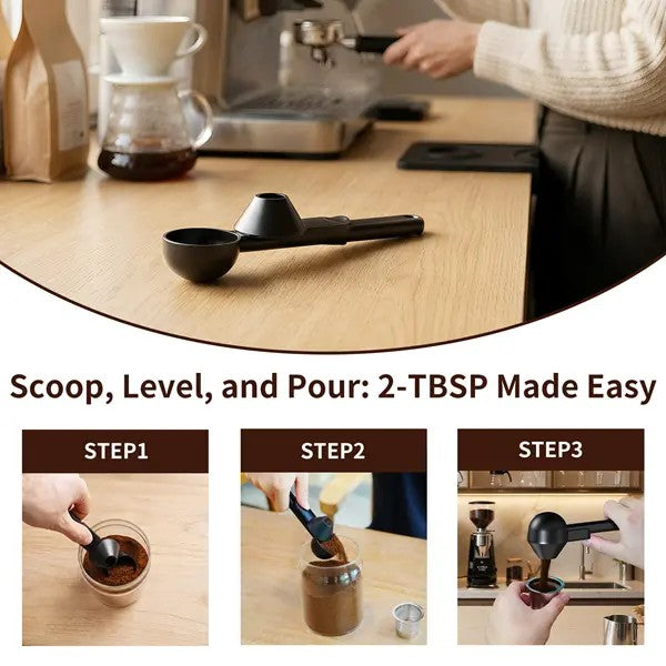 Black Plastic Coffee Scoop And Funnel
