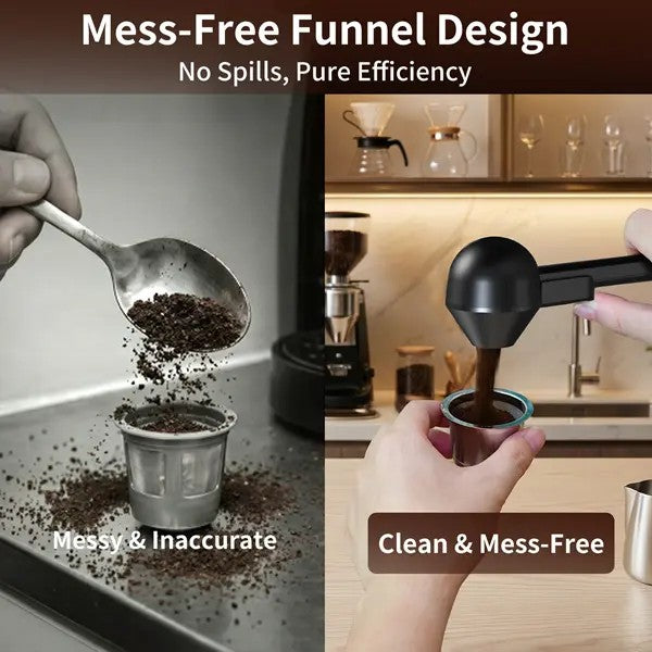 Black Plastic Coffee Scoop And Funnel