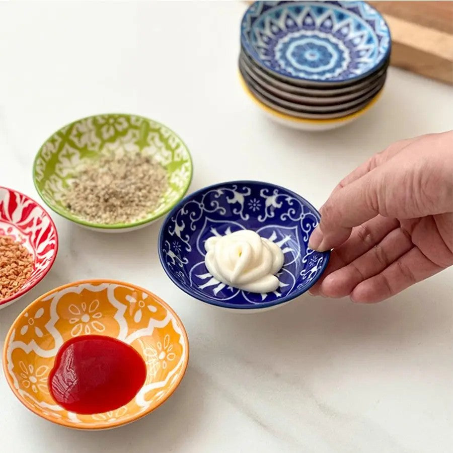 6-Piece Boho Geometric Ceramic Sauce Dish Set
