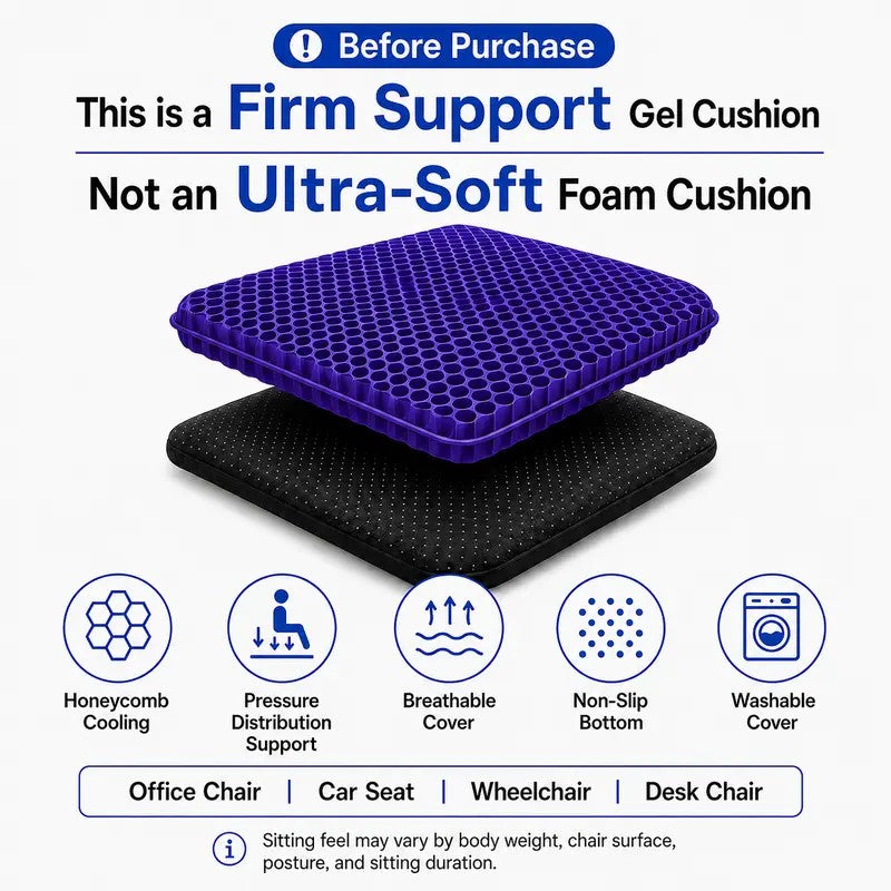Purple Honeycomb Gel Seat Cushion