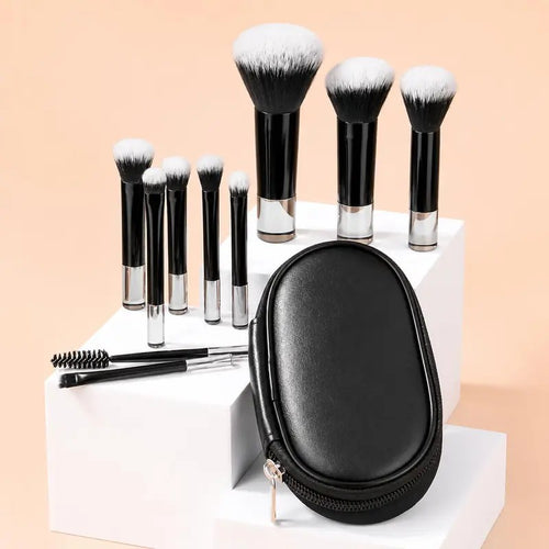 10-Piece Pink Makeup Brush Set With Case