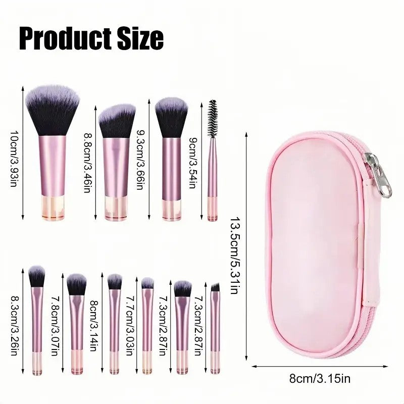 10-Piece Pink Makeup Brush Set With Case