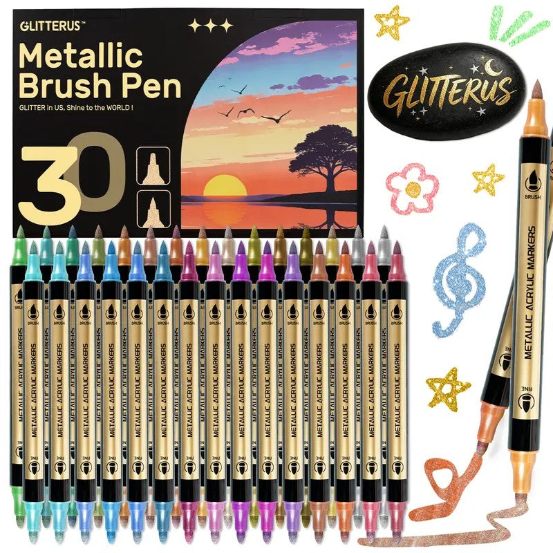 30-Pack Metallic Acrylic Paint Markers