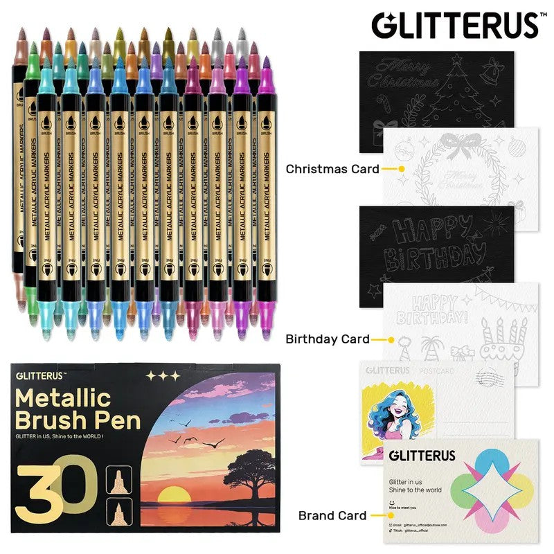 30-Pack Metallic Acrylic Paint Markers