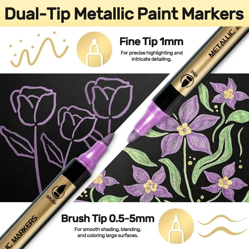 30-Pack Metallic Acrylic Paint Markers