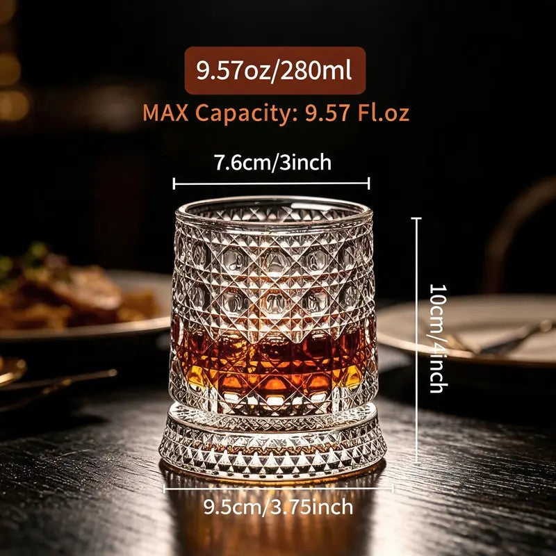 Rotating Whiskey Glass Set With Ice Molds