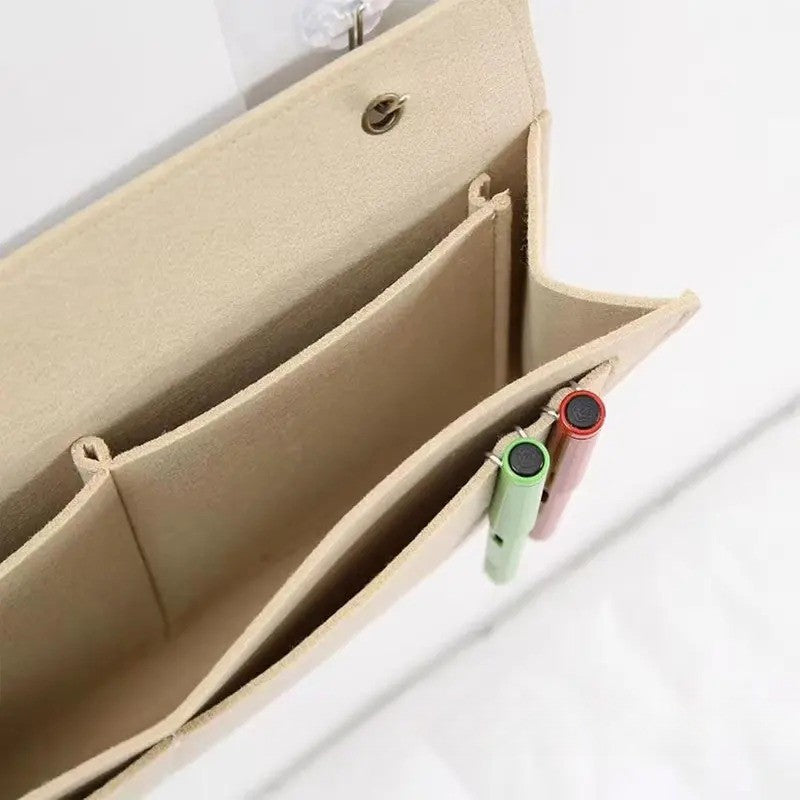 Beige Anti-Slip Velcro Bedside Caddy