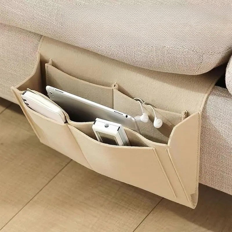 Beige Anti-Slip Velcro Bedside Caddy