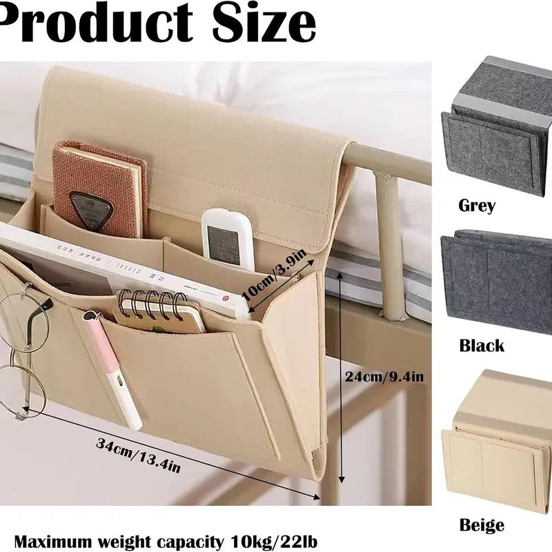 Beige Anti-Slip Velcro Bedside Caddy