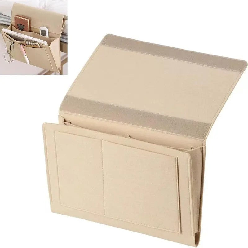 Beige Anti-Slip Velcro Bedside Caddy