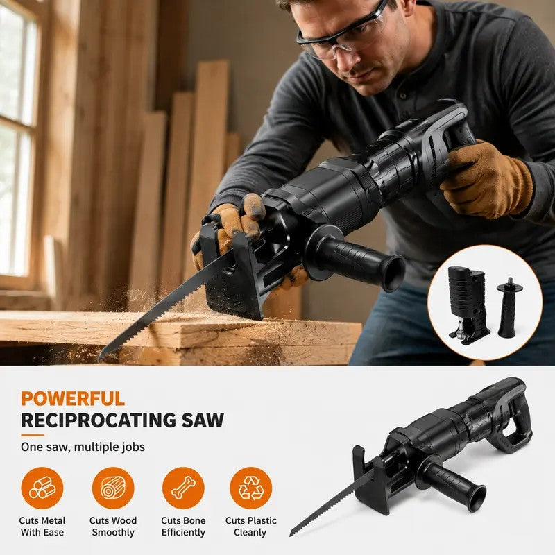 Reciprocating Saw Conversion Kit With 4 Blades