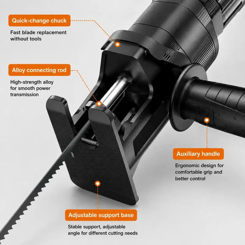 Reciprocating Saw Conversion Kit With 4 Blades