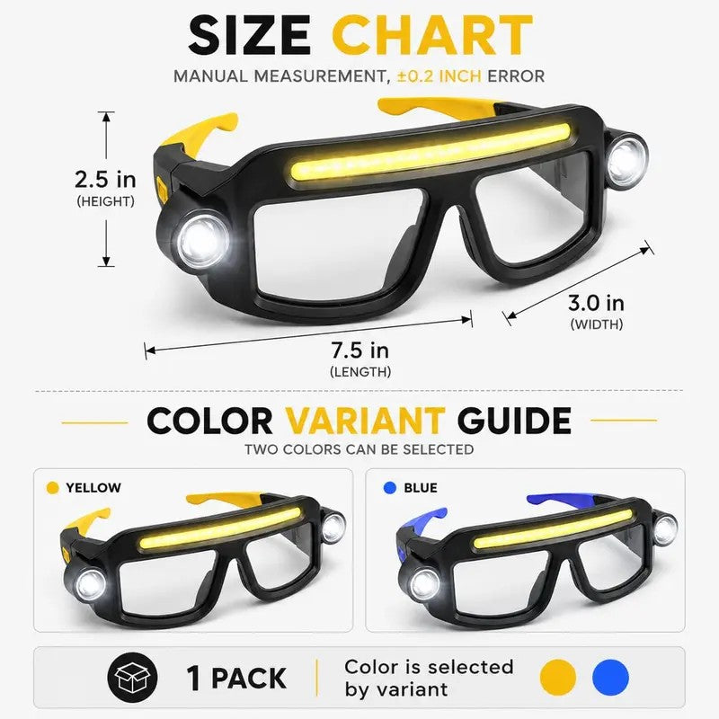 Rechargeable LED Headlamp Glasses With USB Cable