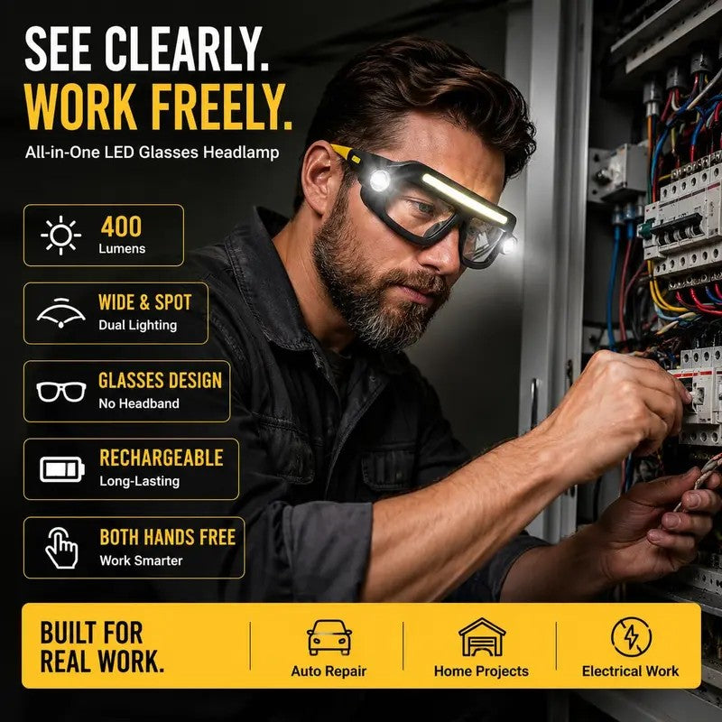 Rechargeable LED Headlamp Glasses With USB Cable