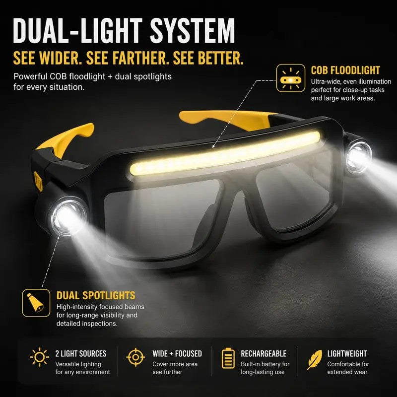 Rechargeable LED Headlamp Glasses With USB Cable